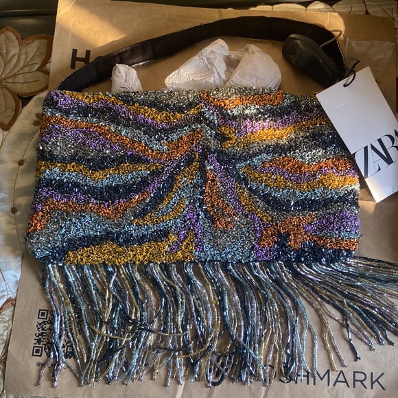 Zara Handbags - Zara Women Beaded Handbag with Fringes 👜